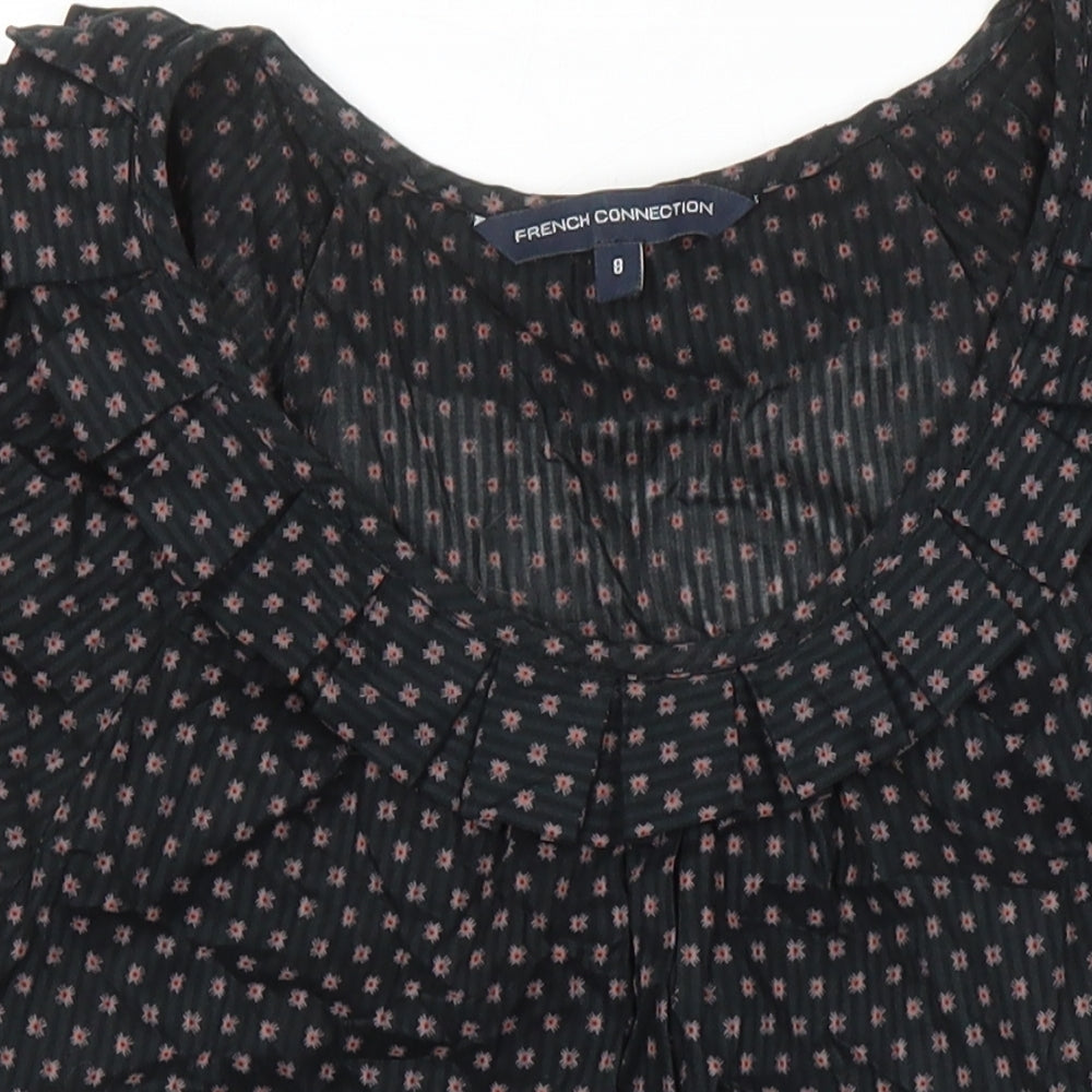 Womens UK Size 8 French Connection Black Tunic Blouse
