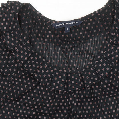 Womens UK Size 8 French Connection Black Tunic Blouse