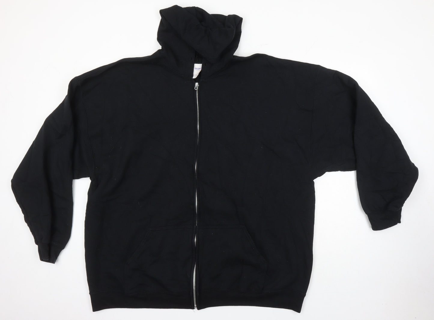 Mens UK Size 3XL Gildan Black Full Zip Hoodie