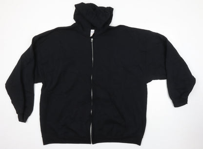 Mens UK Size 3XL Gildan Black Full Zip Hoodie