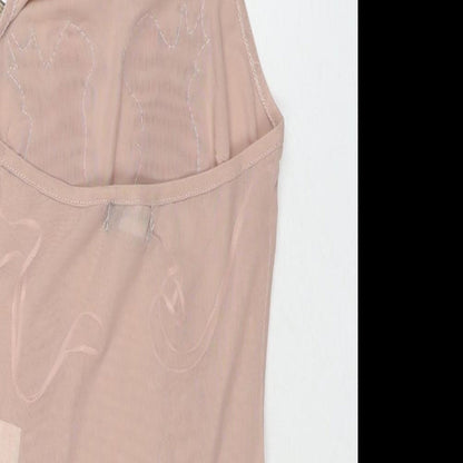 PRETTYLITTLETHING Womens Beige Polyester Bodysuit One-Piece Size 8 Snap - Flowers