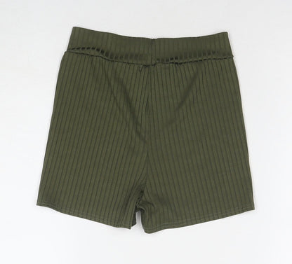 PRETTYLITTLETHING Womens Green Polyester Compression Shorts Size 8 L3 in Regular Pull On