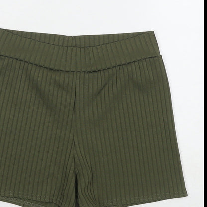 PRETTYLITTLETHING Womens Green Polyester Compression Shorts Size 8 L3 in Regular Pull On