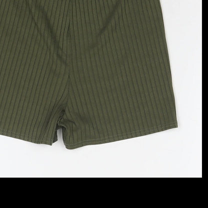 PRETTYLITTLETHING Womens Green Polyester Compression Shorts Size 8 L3 in Regular Pull On