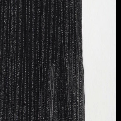 Pink Boutique Womens Black Striped Polyester Maxi Size 10 V-Neck Zip