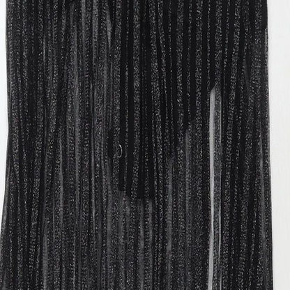 Pink Boutique Womens Black Striped Polyester Maxi Size 10 V-Neck Zip