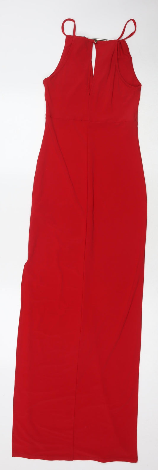 New Look Womens Red Polyester A-Line Size 6 Square Neck Pullover