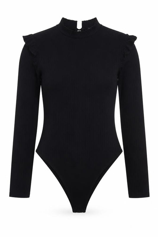 Womens UK Size 10 Boohoo One-Piece Black Bodysuit