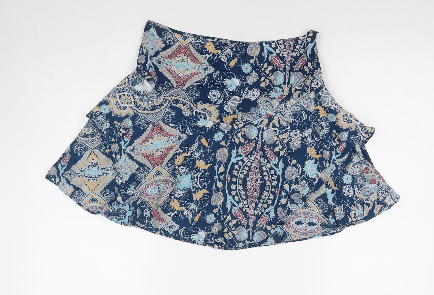 NEXT Womens Blue Floral Polyester Pleated Skirt Size 8 Zip