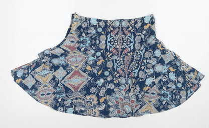 NEXT Womens Blue Floral Polyester Pleated Skirt Size 8 Zip