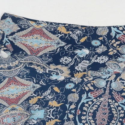NEXT Womens Blue Floral Polyester Pleated Skirt Size 8 Zip