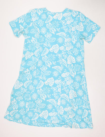 Damart Womens Blue Floral Polyester T-Shirt Dress Size 22 Round Neck Pullover