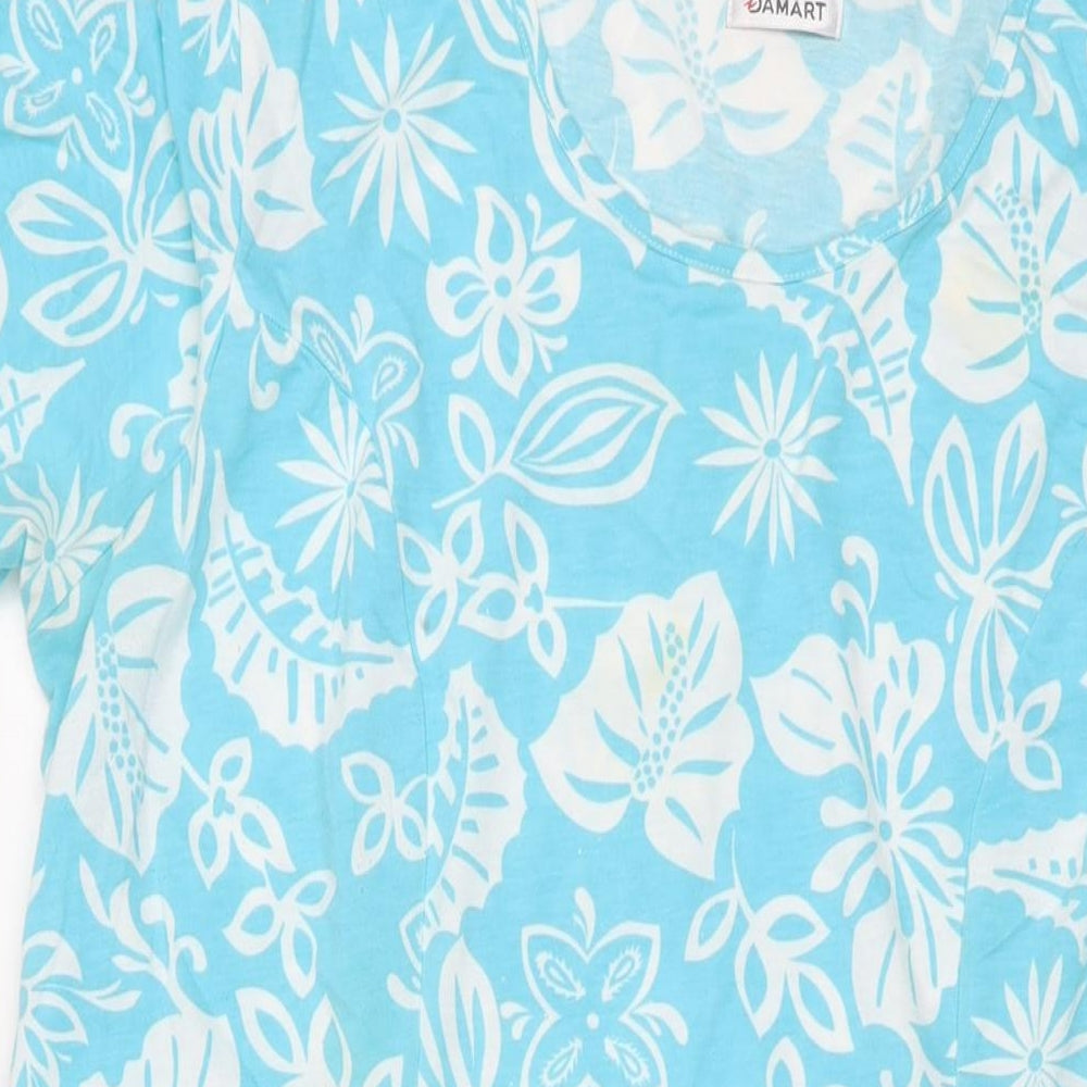 Damart Womens Blue Floral Polyester T-Shirt Dress Size 22 Round Neck Pullover