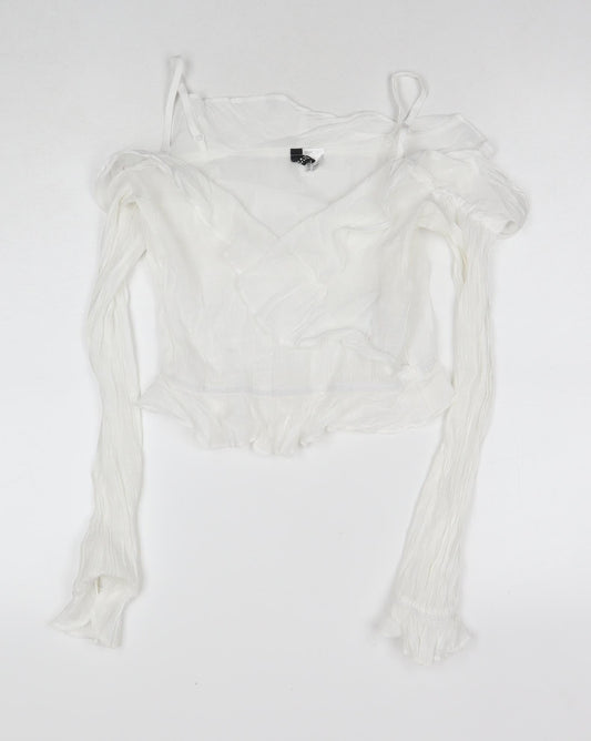 H&M Womens White Viscose Basic Blouse Size 4 Off the Shoulder