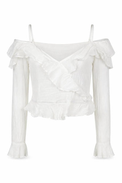 H&M Womens White Viscose Basic Blouse Size 4 Off the Shoulder