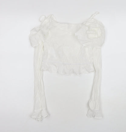 H&M Womens White Viscose Basic Blouse Size 4 Off the Shoulder