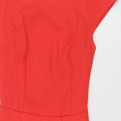 Miss Selfridge Womens Red Polyester A-Line Size 6 Round Neck Zip