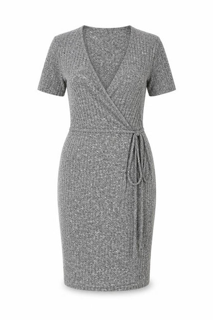 PRETTYLITTLETHING Womens Grey Polyester Wrap Dress Size 6 V-Neck Pullover