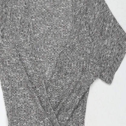 PRETTYLITTLETHING Womens Grey Polyester Wrap Dress Size 6 V-Neck Pullover