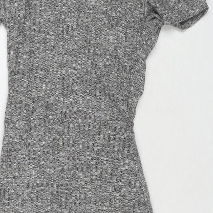 PRETTYLITTLETHING Womens Grey Polyester Wrap Dress Size 6 V-Neck Pullover