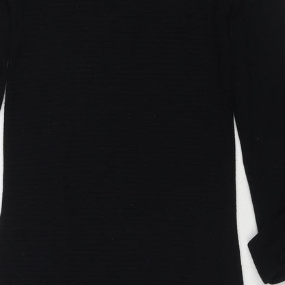 French Connection Womens Black Viscose A-Line Size 8 Round Neck Zip