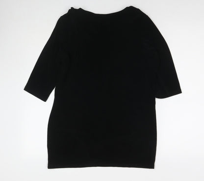 Womens UK Size S Kim&Co Black Tunic T-Shirt