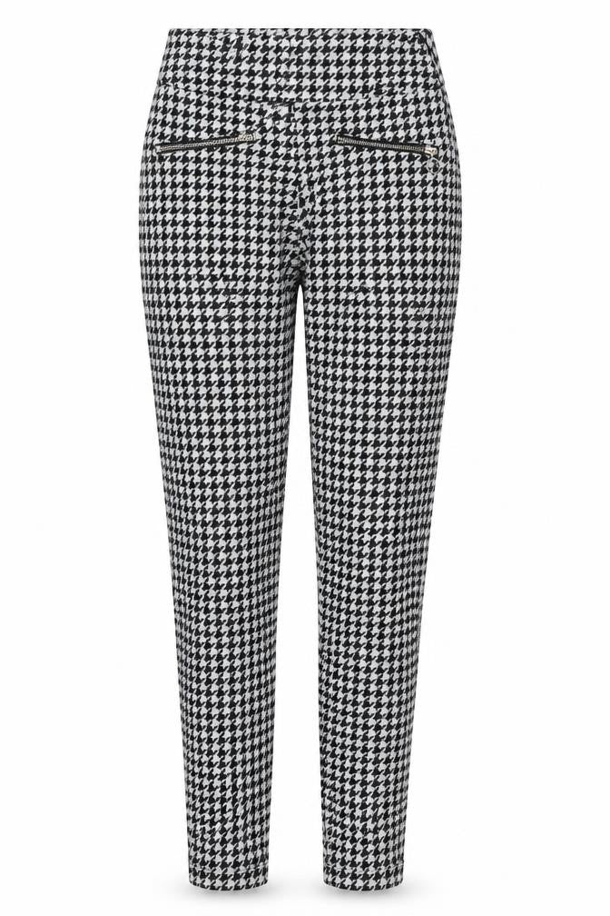 Sonsandar Womens Black Herringbone Polyester Trousers Size 8 L26 in Regular Zip