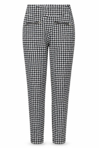 Sonsandar Womens Black Herringbone Polyester Trousers Size 8 L26 in Regular Zip
