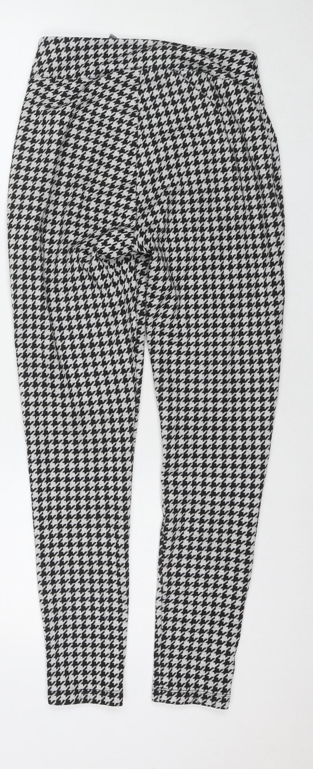 Sonsandar Womens Black Herringbone Polyester Trousers Size 8 L26 in Regular Zip