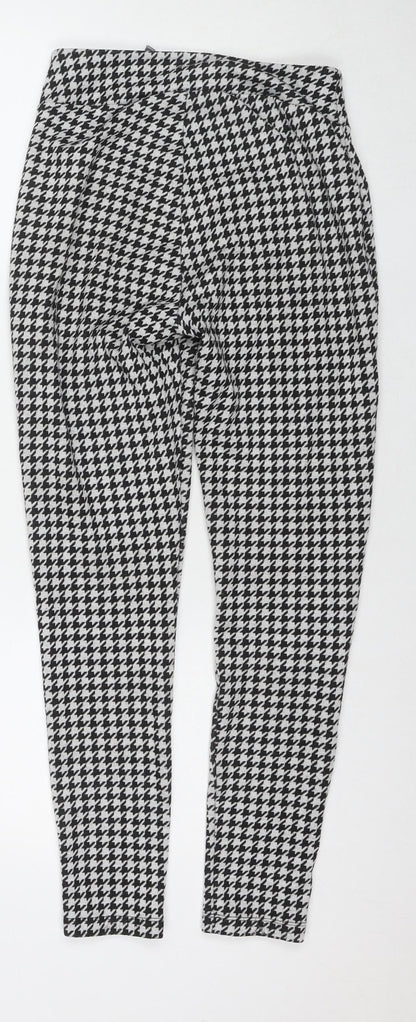 Sonsandar Womens Black Herringbone Polyester Trousers Size 8 L26 in Regular Zip