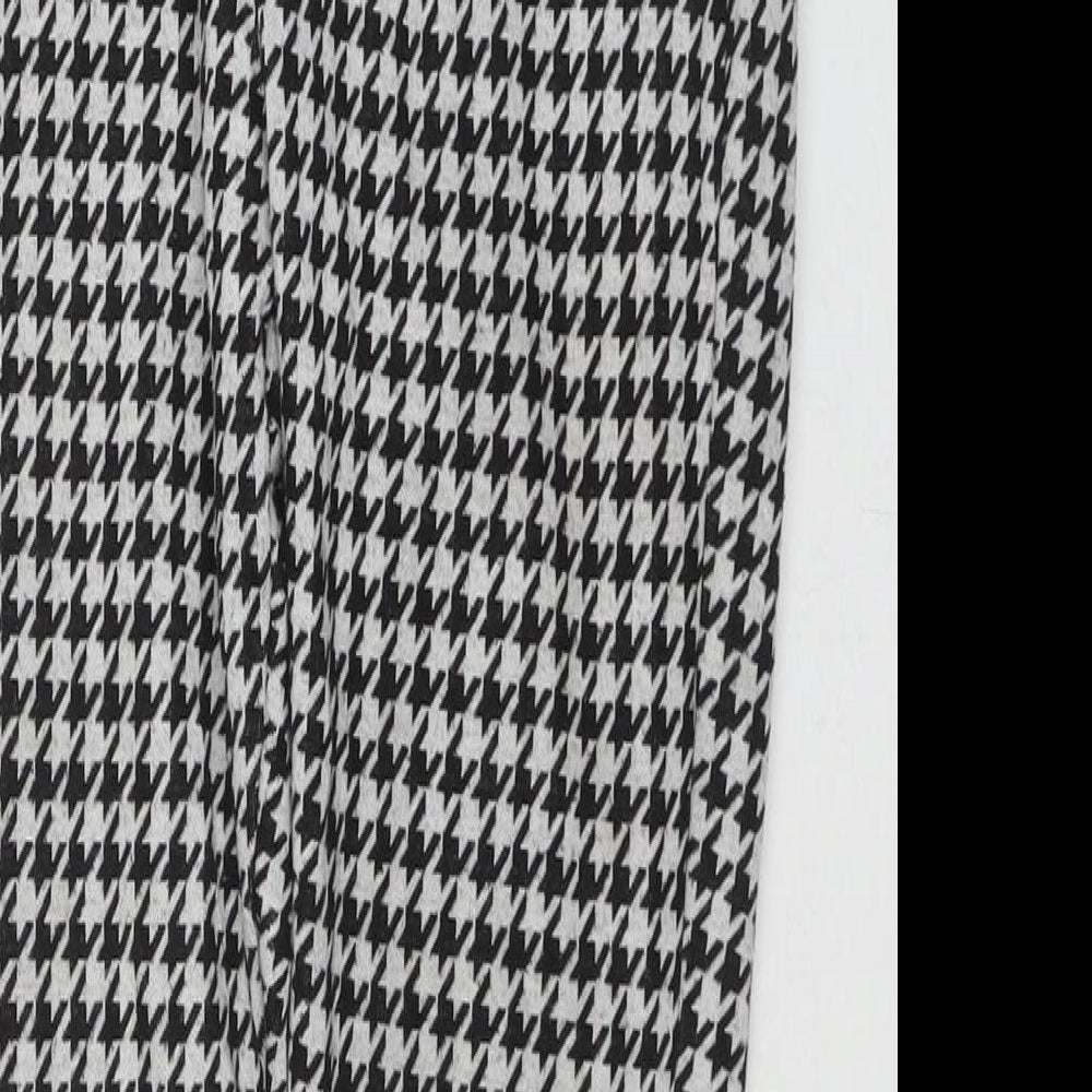 Sonsandar Womens Black Herringbone Polyester Trousers Size 8 L26 in Regular Zip