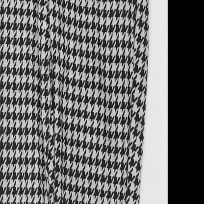 Sonsandar Womens Black Herringbone Polyester Trousers Size 8 L26 in Regular Zip
