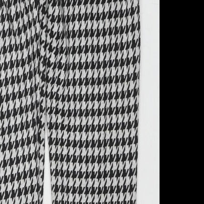 Sonsandar Womens Black Herringbone Polyester Trousers Size 8 L26 in Regular Zip
