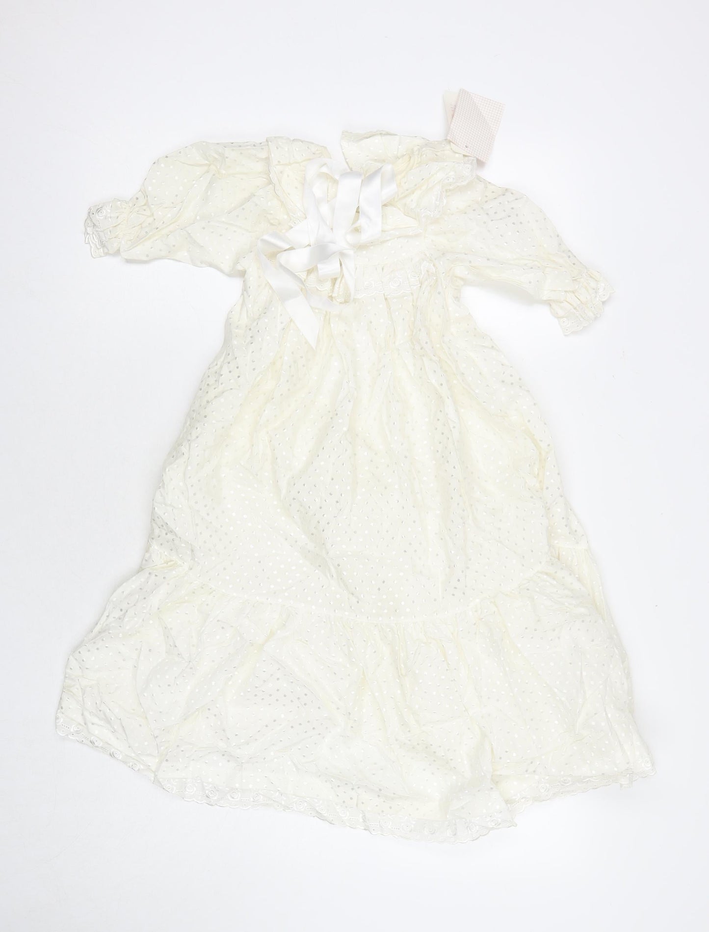 Vanli Baby Womens White Polka Dot Cotton A-Line Size M Round Neck Button