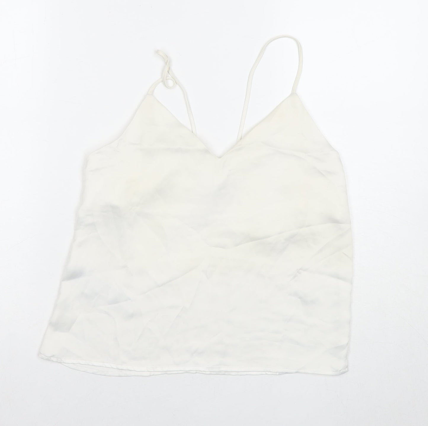 Womens UK Size XS Mango White Basic Tank