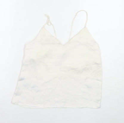 Womens UK Size XS Mango White Basic Tank