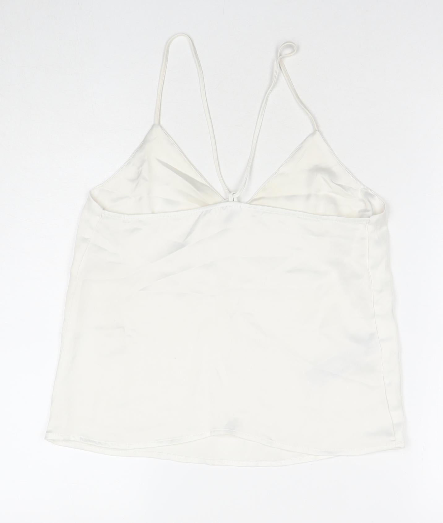 Womens UK Size XS Mango White Basic Tank