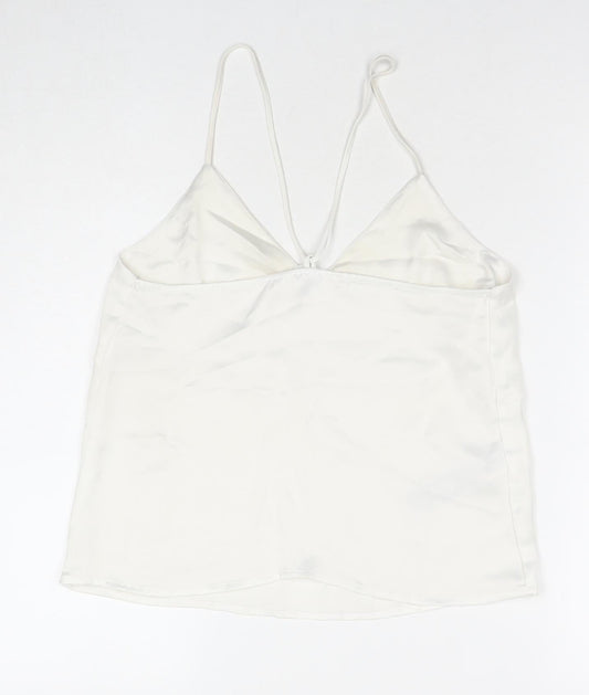 Womens UK Size XS Mango White Basic Tank