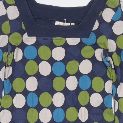 Adini Womens Multicoloured Polka Dot Cotton A-Line Size M Square Neck Pullover