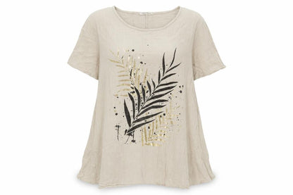 Womens UK Size L Made in Italy Beige Tunic T-Shirt