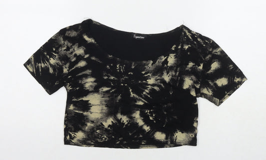 Womens UK Size M Signature Black Cropped T-Shirt