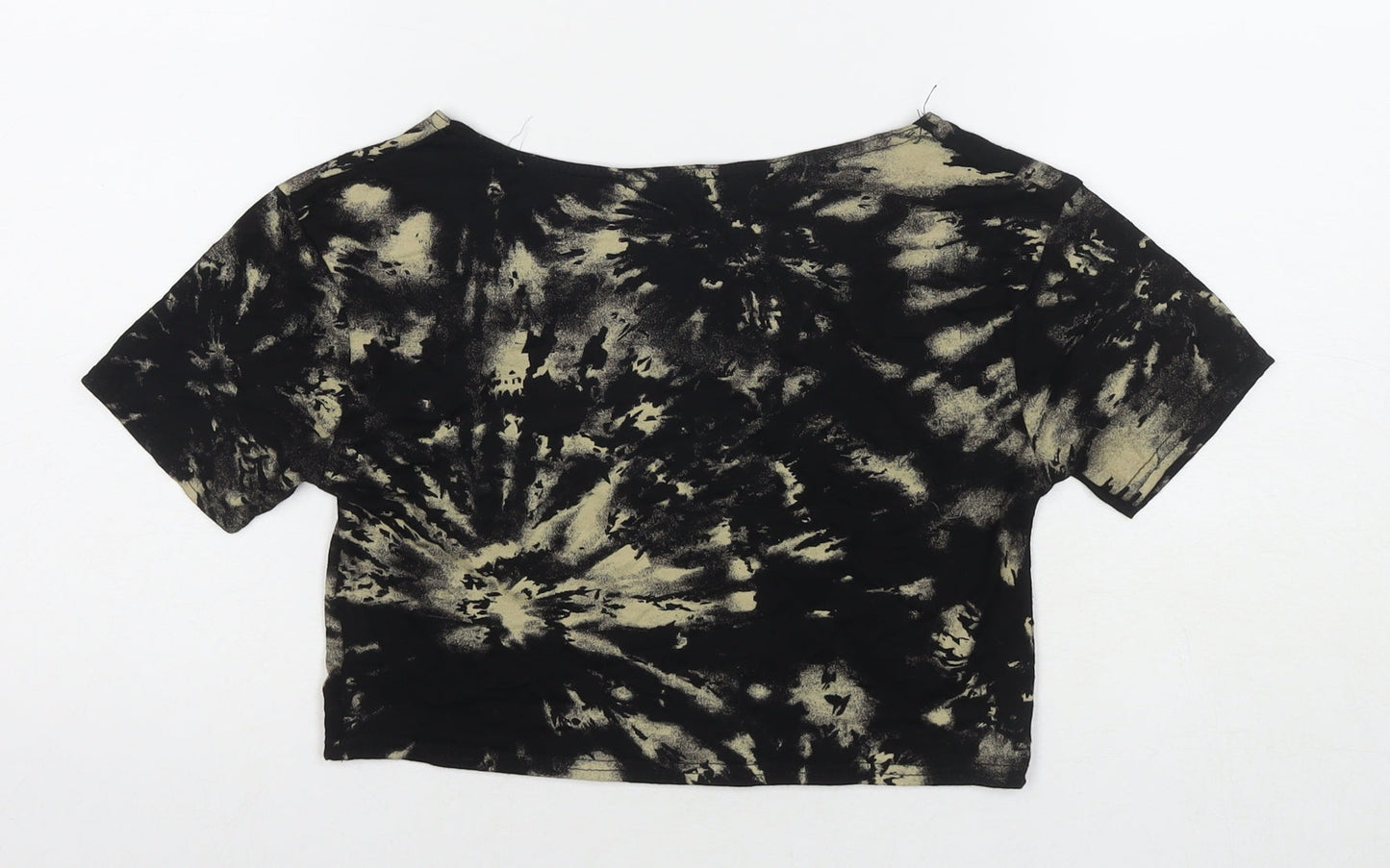 Womens UK Size M Signature Black Cropped T-Shirt