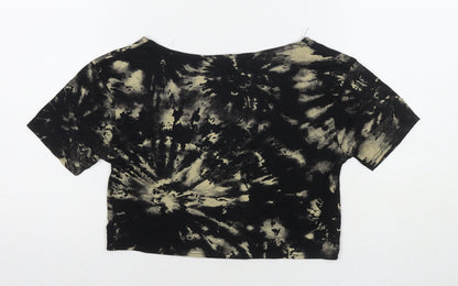 Womens UK Size M Signature Black Cropped T-Shirt