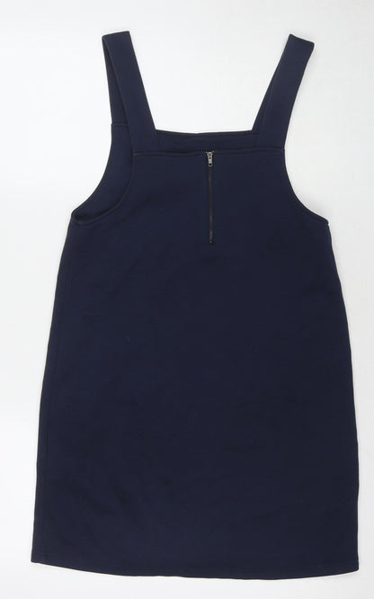 VERO MODA Womens Blue Polyester Tank Dress Size 8 Square Neck Zip