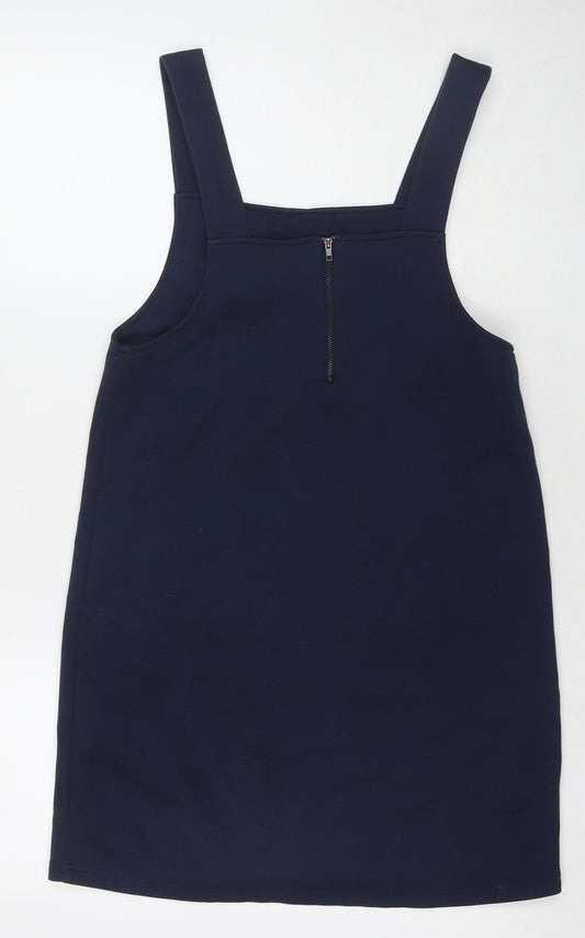 VERO MODA Womens Blue Polyester Tank Dress Size 8 Square Neck Zip