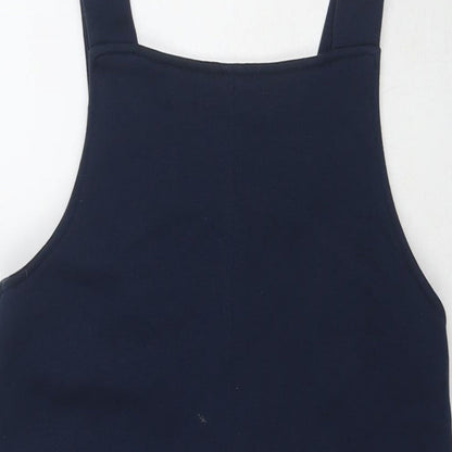 VERO MODA Womens Blue Polyester Tank Dress Size 8 Square Neck Zip