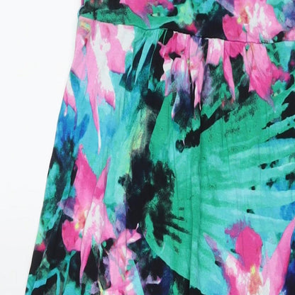 Cynthia Rowley Womens Multicoloured Floral Viscose A-Line Size M V-Neck Pullover