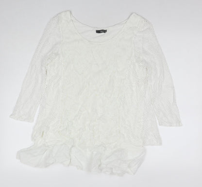 Quiz Womens White Polyester Basic T-Shirt Size M Round Neck