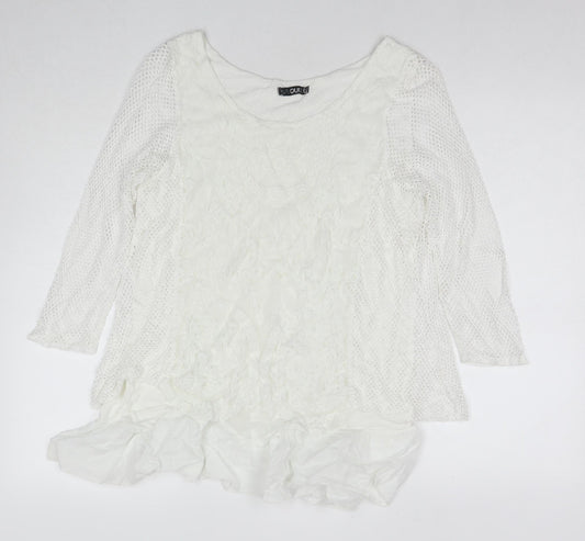 Quiz Womens White Polyester Basic T-Shirt Size M Round Neck