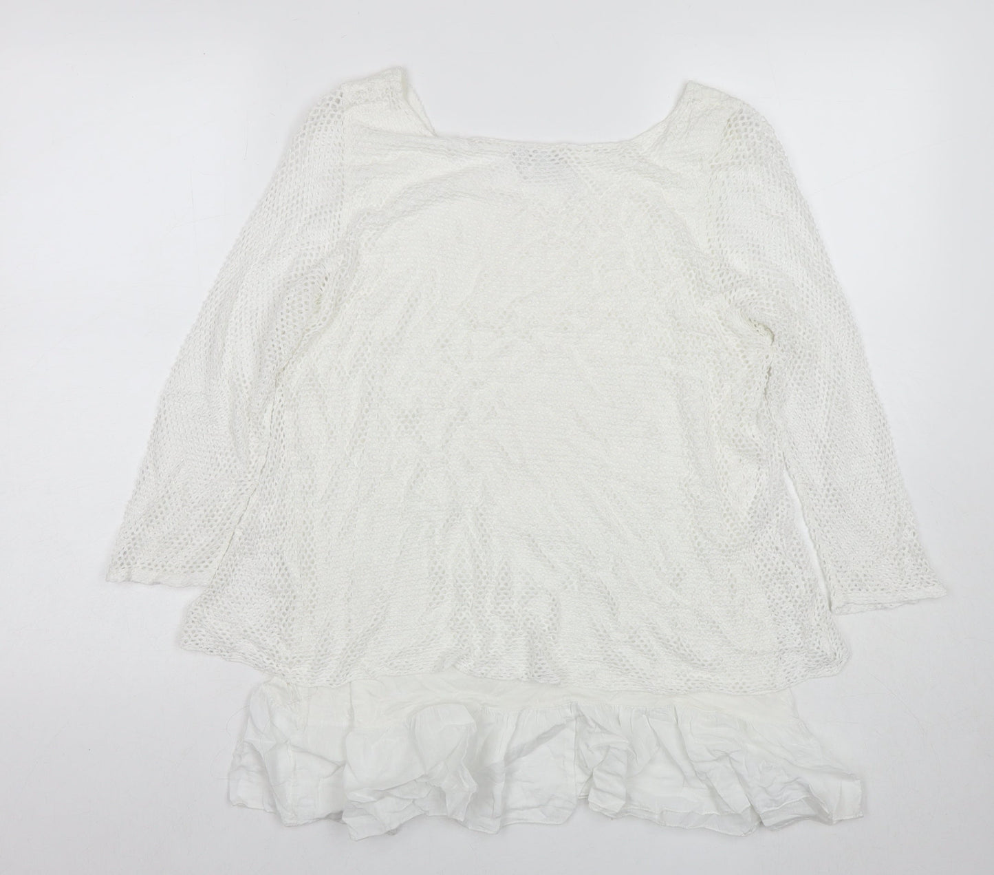 Quiz Womens White Polyester Basic T-Shirt Size M Round Neck